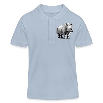 Nashorn Rhino - Animal Sticker - Kids Organic Polo Shirt by Stanley/Stella - sky blue - Front