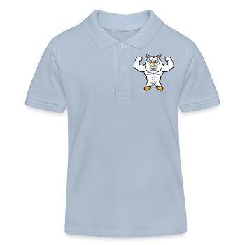 hibou bodybuilder muscles biceps poses gym rat cool - Polo enfant bio Stanley/Stella - bleu ciel - Devant