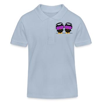 2 DJ Eulen Kopfhörer Musik hören Club Disko Party - Kinder Organic Poloshirt Mini Sprinter von Stanley/Stella - sky Blue - Vorne