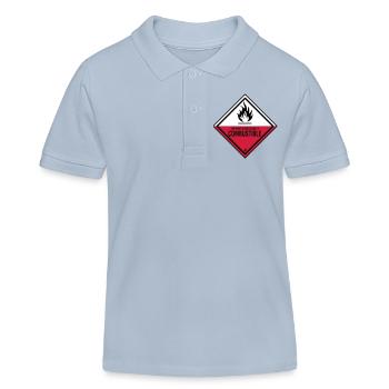 flamme danger inflammable humour ironie pompiers - Polo enfant bio Stanley/Stella - bleu ciel - Devant