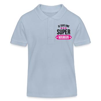 Je suis une super maman - Polo enfant bio Stanley/Stella - bleu ciel - Devant