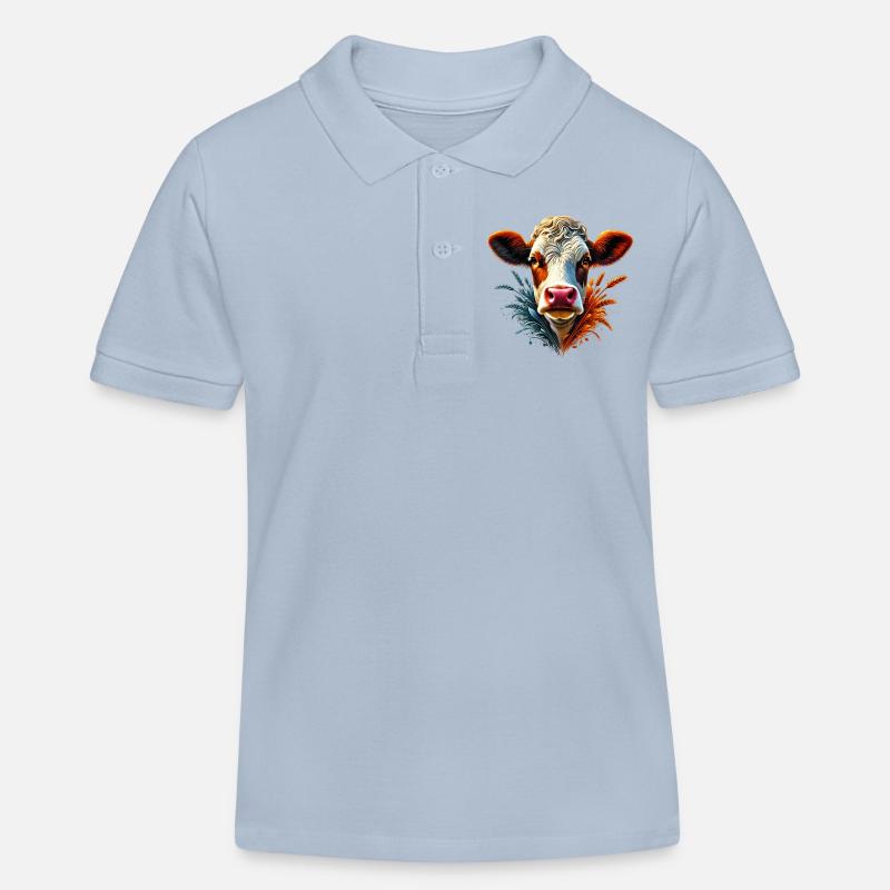 Vache - Polo enfant bio Stanley/Stella - bleu ciel