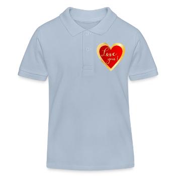 Je t’aime Cœur - Polo enfant bio Stanley/Stella - bleu ciel - Devant
