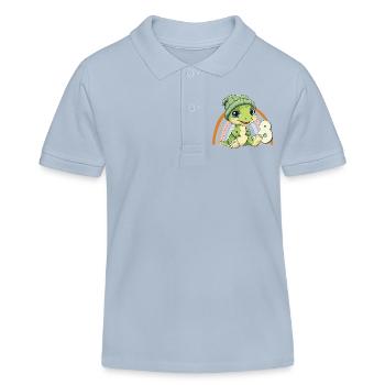 8e anniversaire Dinosaure Arc-en-ciel mignon mignon - Polo enfant bio Stanley/Stella - bleu ciel - Devant