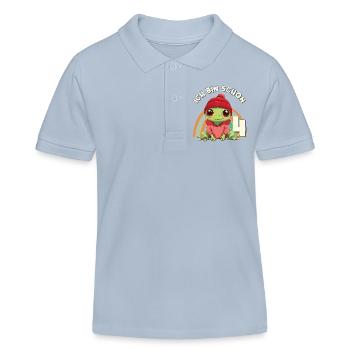 4th Birthday Frog Rainbow Cute Cute - Kids Organic Polo Shirt by Stanley/Stella - sky blue - Front