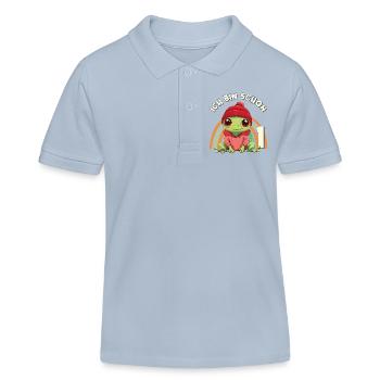 1er anniversaire Grenouille arc-en-ciel mignonne - Polo enfant bio Stanley/Stella - bleu ciel - Devant