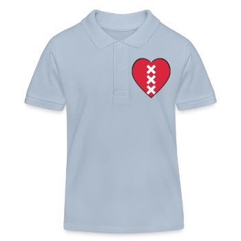 Amsterdam Heart XXX St. Andrew's Cross Red Souvenir - Kids Organic Polo Shirt by Stanley/Stella - sky blue - Front