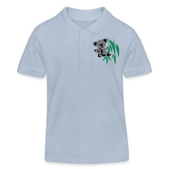 Eucalyptus Koala Bär Bear + Baby - Kinder Organic Poloshirt Mini Sprinter von Stanley/Stella - sky Blue - Vorne