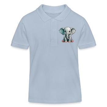 Petit Eléphant - Polo enfant bio Stanley/Stella - bleu ciel - Devant