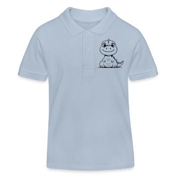 Chubby dino as vector illustration - Kids Organic Polo Shirt by Stanley/Stella - sky blue - Front