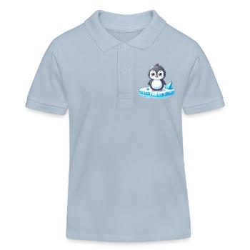 Pingouin, réchauffement climatique et fonte des glaces dans le désert - Polo enfant bio Stanley/Stella - bleu ciel - Devant