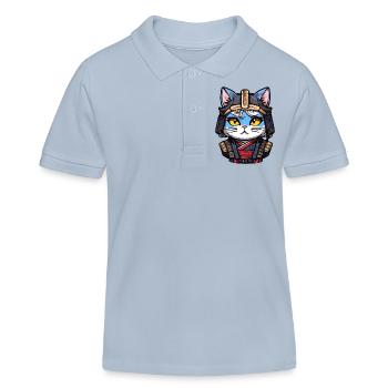 Samurai-Katze #4 - Kinder Organic Poloshirt Mini Sprinter von Stanley/Stella - sky Blue - Vorne