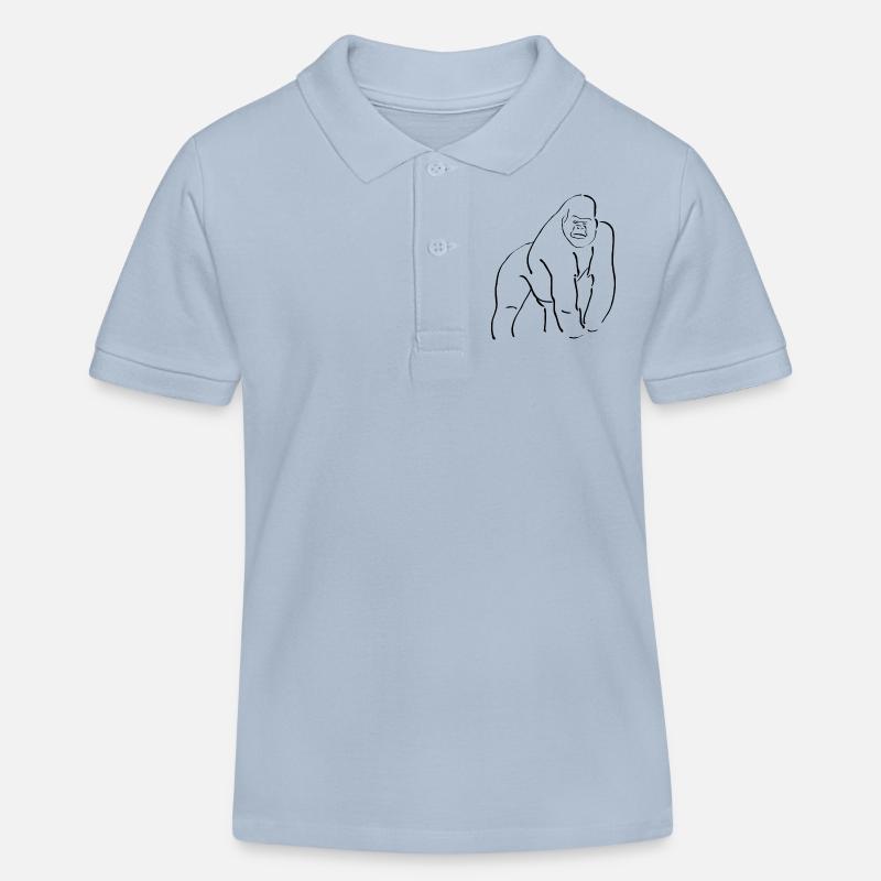gorille - Polo enfant bio Stanley/Stella - bleu ciel