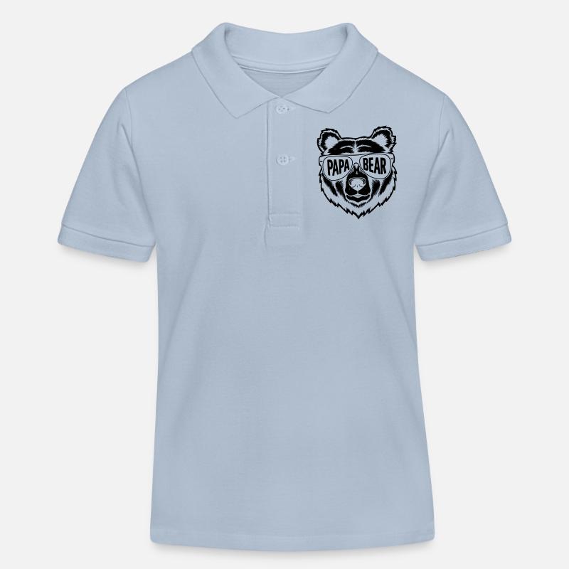 papa ours - Polo enfant bio Stanley/Stella - bleu ciel