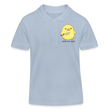 Citation de canard drôle ce que te canard avec couteau - Polo enfant bio Stanley/Stella - bleu ciel - Devant