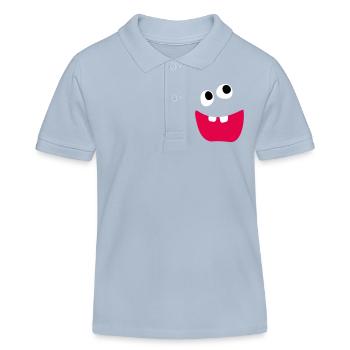 Freches Monster Lachen Zähne Kinder Comic lustig - Kinder Organic Poloshirt Mini Sprinter von Stanley/Stella - sky Blue - Vorne