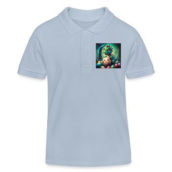 Niedliche Dinosaurier rote Augen Ostern - Kinder Organic Poloshirt Mini Sprinter von Stanley/Stella - sky Blue - Vorne