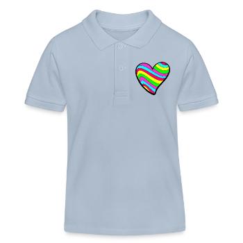 Psychedelic Love Heart - Kids Organic Polo Shirt by Stanley/Stella - sky blue - Front