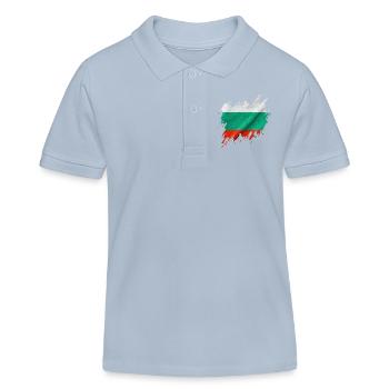 Bulgarian flag, torn style - Kids Organic Polo Shirt by Stanley/Stella - sky blue - Front