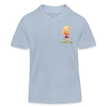 Lächelnde Fußballspielerin - Kinder Organic Poloshirt Mini Sprinter von Stanley/Stella - sky Blue - Vorne