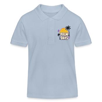Palm Days – Couchers de soleil rétro et palmiers - Polo enfant bio Stanley/Stella - bleu ciel - Devant