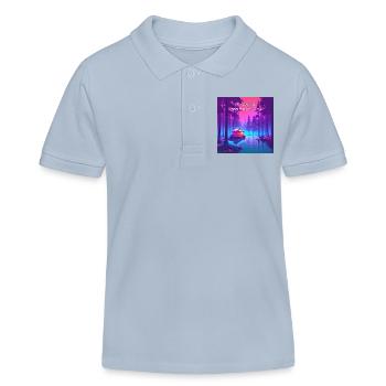 Rêveries au clair de lune en camping - Polo enfant bio Stanley/Stella - bleu ciel - Devant