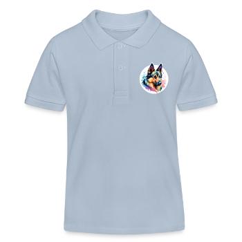 Belgian Shepherd Watercolor - Kids Organic Polo Shirt by Stanley/Stella - sky blue - Front