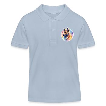 Belgian Shepherd Watercolor - Kids Organic Polo Shirt by Stanley/Stella - sky blue - Front
