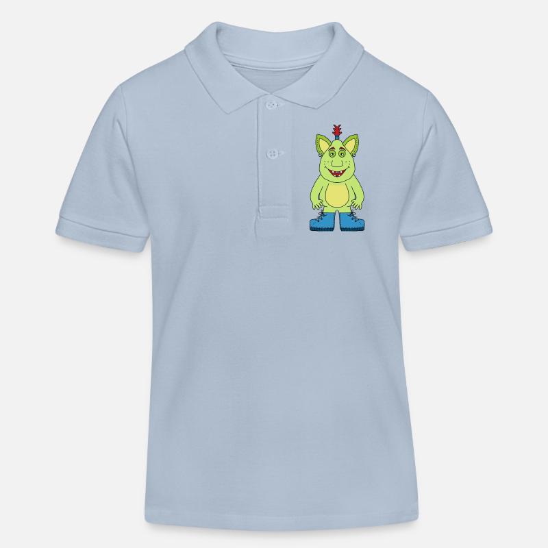 Monstre joyeux - Polo enfant bio Stanley/Stella - bleu ciel