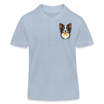 Focused Border Collie Herding Sheep - Kids Organic Polo Shirt by Stanley/Stella - sky blue - Front