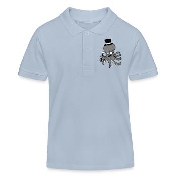 Kraken Mr. Sir Chapeau haut de forme Monocle Lunettes Empire - Polo enfant bio Stanley/Stella - bleu ciel - Devant