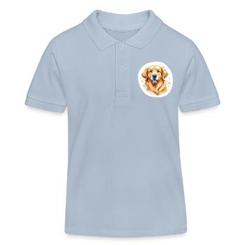 Aquarelles Golden Retriever - Polo enfant bio Stanley/Stella - bleu ciel - Devant