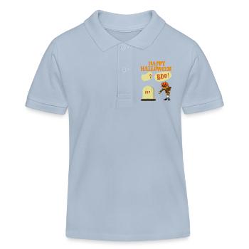 Halloween Cartoon Kürbisgeist - Kinder Organic Poloshirt Mini Sprinter von Stanley/Stella - sky Blue - Vorne