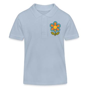 70s flower pattern retro flowerpower - Kids Organic Polo Shirt by Stanley/Stella - sky blue - Front