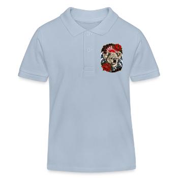 Koala im japanischen Irezumi Tattoo Stil - Kinder Organic Poloshirt Mini Sprinter von Stanley/Stella - sky Blue - Vorne