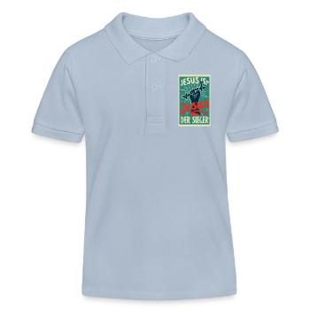 Jesus ist der Sieger  - Kinder Organic Poloshirt Mini Sprinter von Stanley/Stella - sky Blue - Vorne