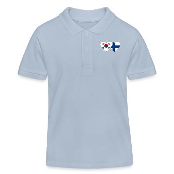 Corée du Sud Finlande Drapeau Coeur - Polo enfant bio Stanley/Stella - bleu ciel - Devant