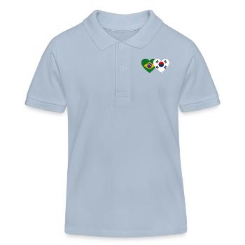 Brésil Corée du Sud Drapeau Coeur - Polo enfant bio Stanley/Stella - bleu ciel - Devant
