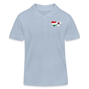 Hungary South Korea Flag Heart - Kids Organic Polo Shirt by Stanley/Stella - sky blue - Front