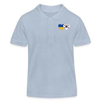 Ukraine South Korea Flag Heart - Kids Organic Polo Shirt by Stanley/Stella - sky blue - Front