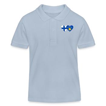 Finlande Kosovo Drapeau Coeur - Polo enfant bio Stanley/Stella - bleu ciel - Devant