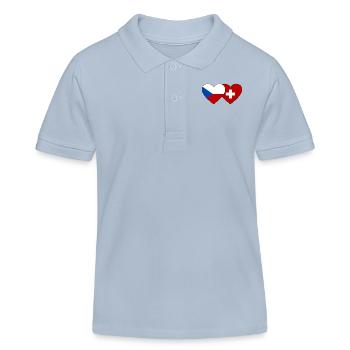 Tschechien Schweiz Flagge Herz - Kinder Organic Poloshirt Mini Sprinter von Stanley/Stella - sky Blue - Vorne