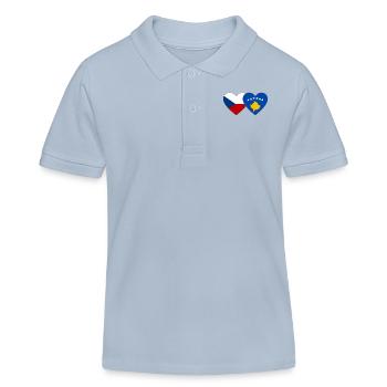 République tchèque Kosovo Drapeau Coeur - Polo enfant bio Stanley/Stella - bleu ciel - Devant