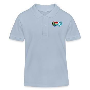 South Africa Bavaria Flag Heart - Kids Organic Polo Shirt by Stanley/Stella - sky blue - Front