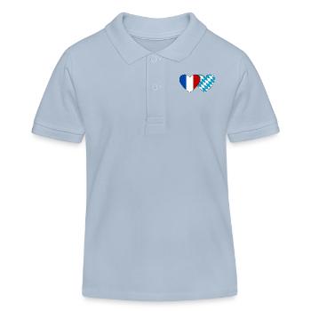 France Bavaria Flag Heart - Kids Organic Polo Shirt by Stanley/Stella - sky blue - Front