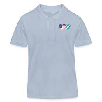 Amérique Bavière Drapeau Coeur - Polo enfant bio Stanley/Stella - bleu ciel - Devant