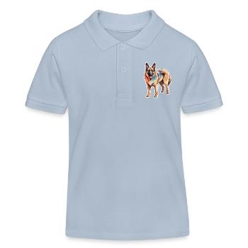 Belgian Shepherd Watercolor - Kids Organic Polo Shirt by Stanley/Stella - sky blue - Front