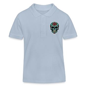 Crâne Néo Traditionnel - Polo enfant bio Stanley/Stella - bleu ciel - Devant