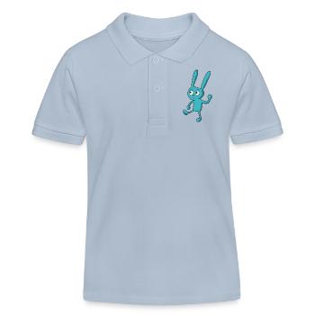 tanzender, lustiger, blauer Comic Hase - Kinder Organic Poloshirt Mini Sprinter von Stanley/Stella - sky Blue - Vorne