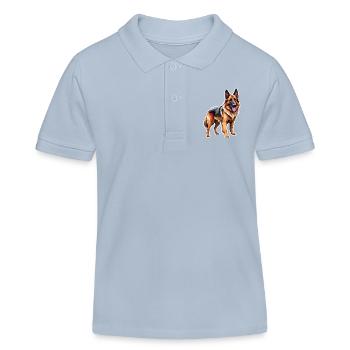 Belgian Shepherd Watercolor - Kids Organic Polo Shirt by Stanley/Stella - sky blue - Front